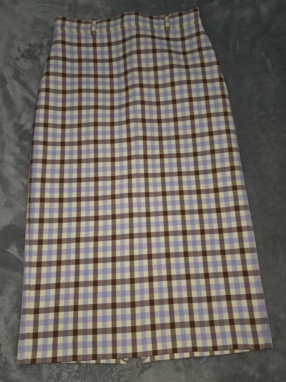 NWOT Zara Plaid Pencil Skirt in Cream, Brown & Lavender-Medium
